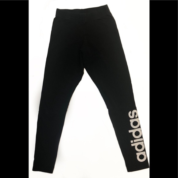 Adidas Black Linear Logo Leggings - Picture 2 of 5